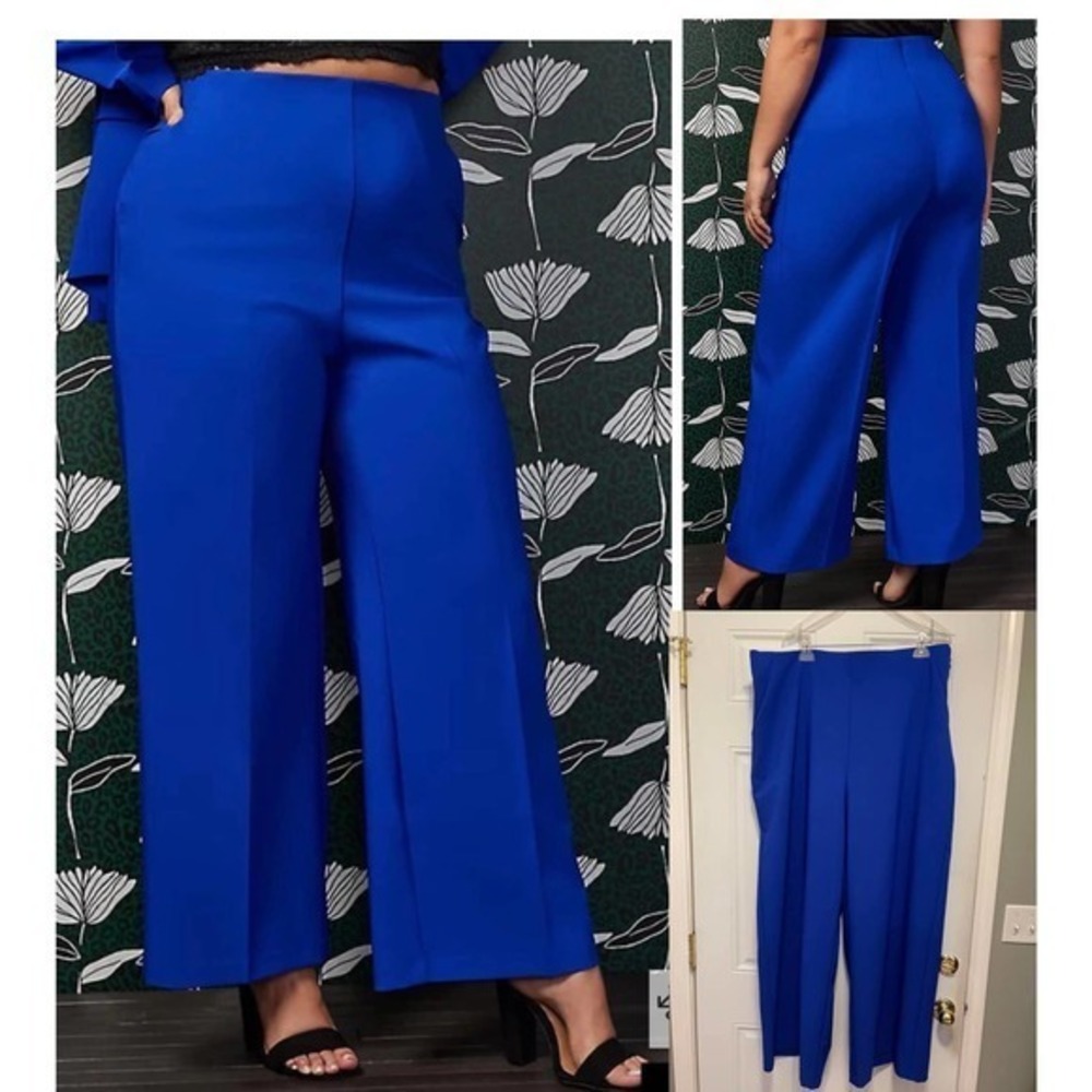 Torrid Size 28 New Sylvia Mollie Electric Blue High Waist Wide Leg Sailor Pants